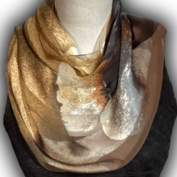 Vintage Striped Floral Art of Silk by Tie Rack 100% Silk Scarf - Picture 5 of 11